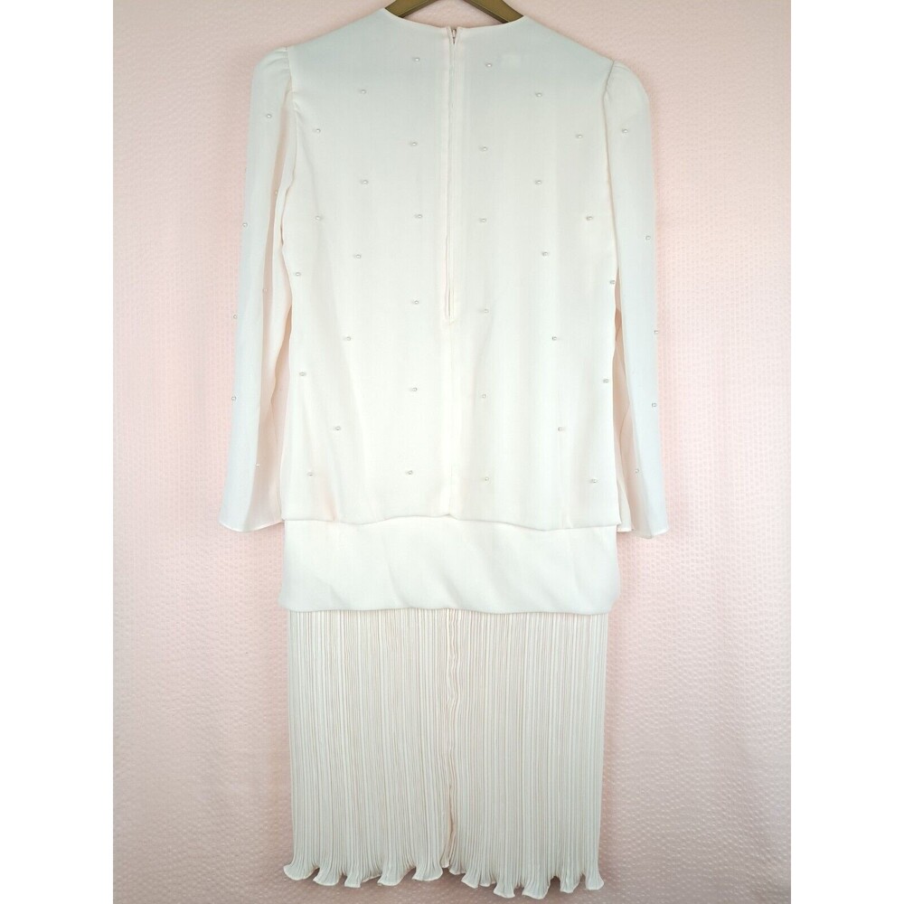 Vintage Patra Beautiful Dress Beaded 20s Style Pleated Bottom Long Sleeve L/XL - Picture 8 of 12